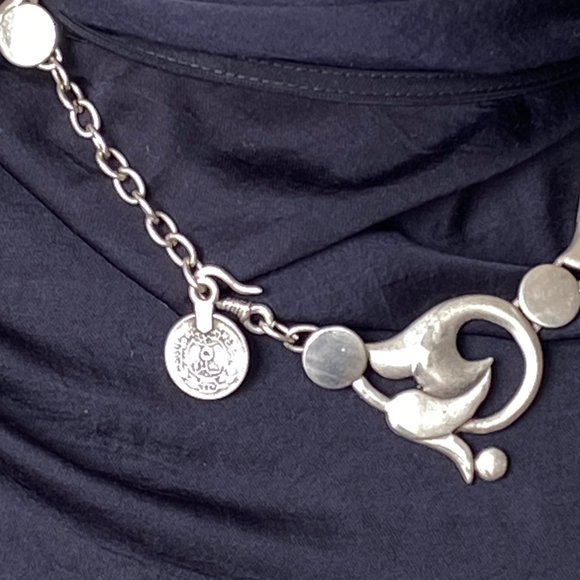 Floral Nouveau Inspired Silverplate Necklace - Picture 3 of 4